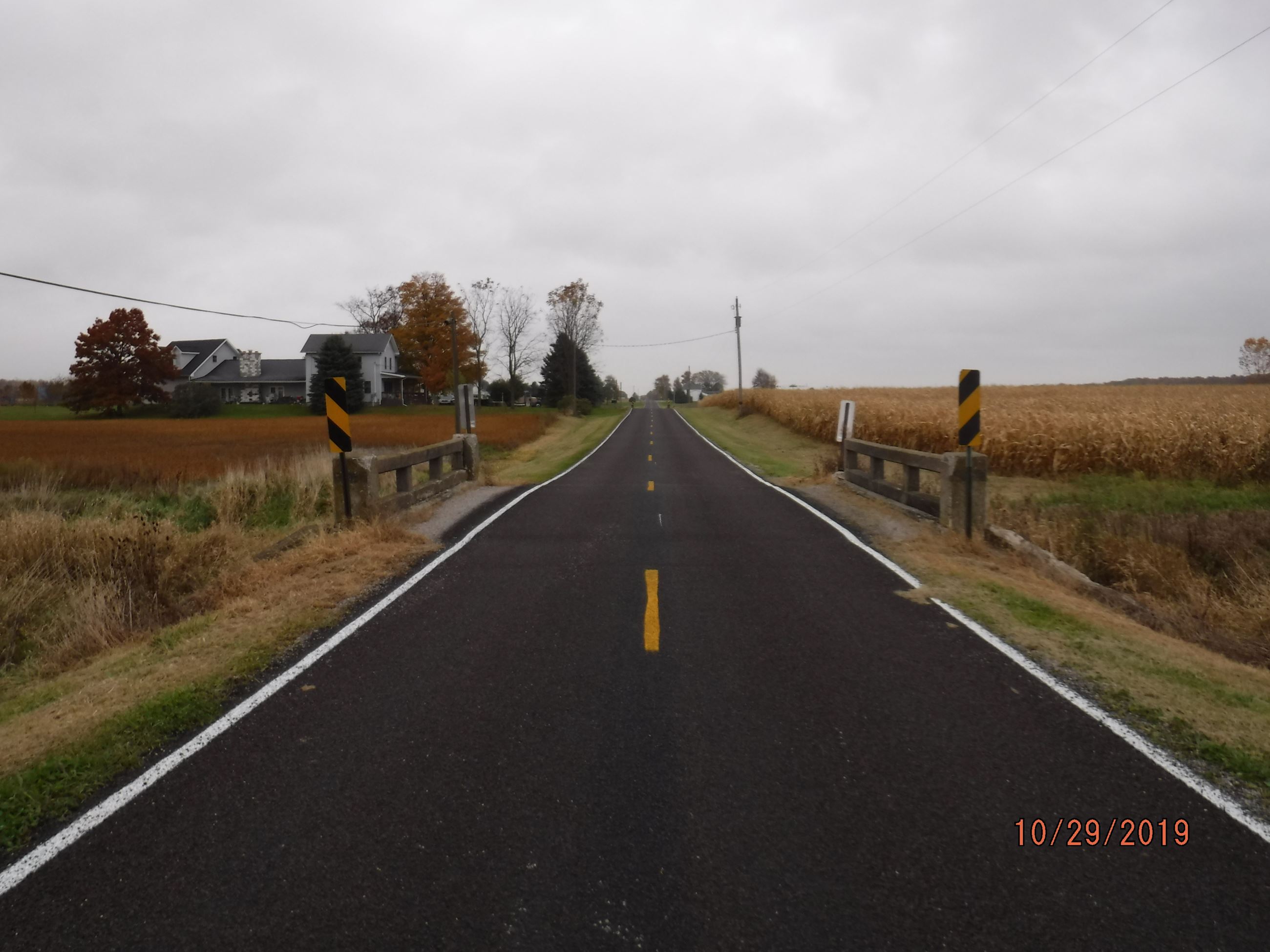 looking east along road