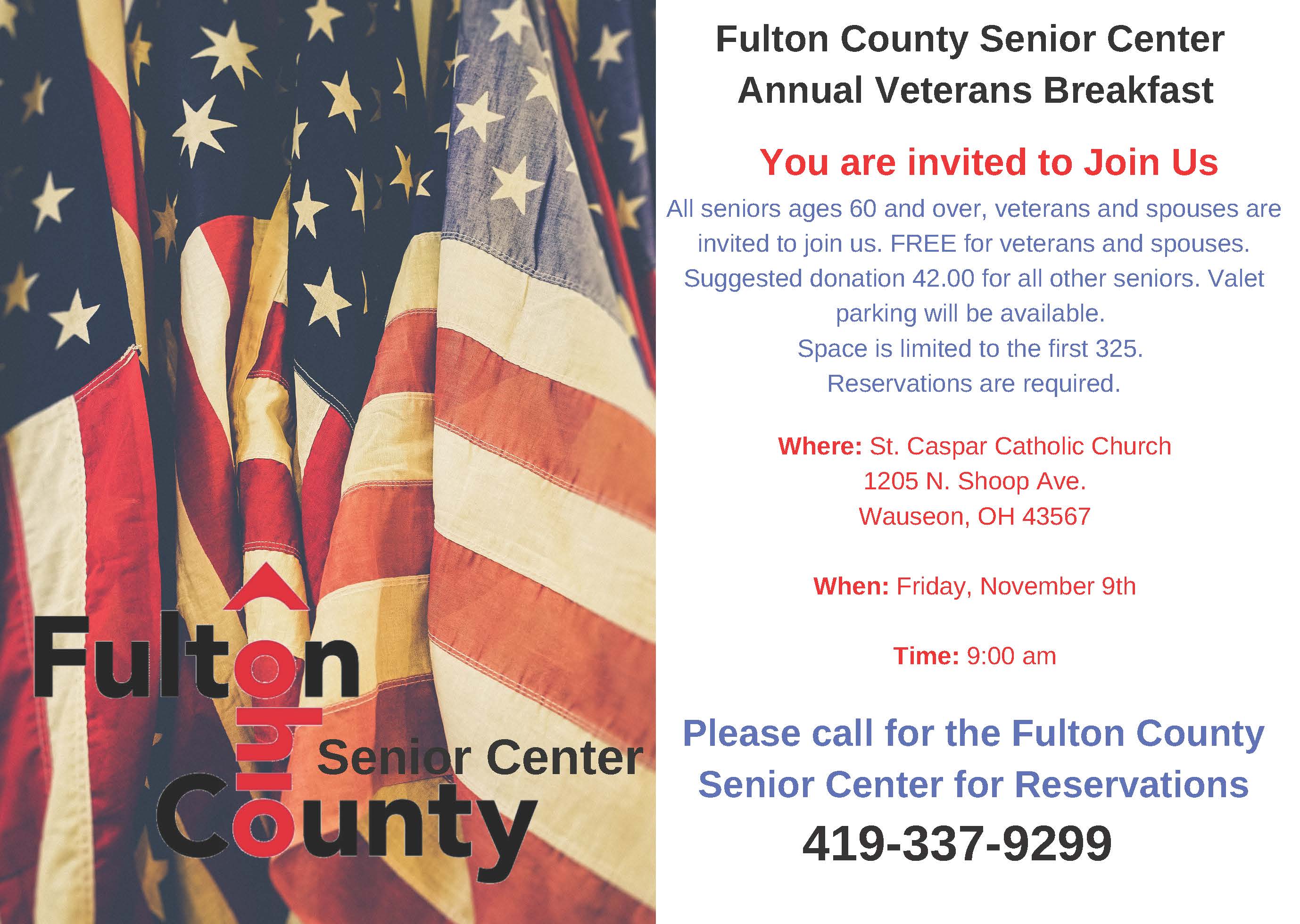Fulton County Senior Center Annual Veterans Breakfast Website post