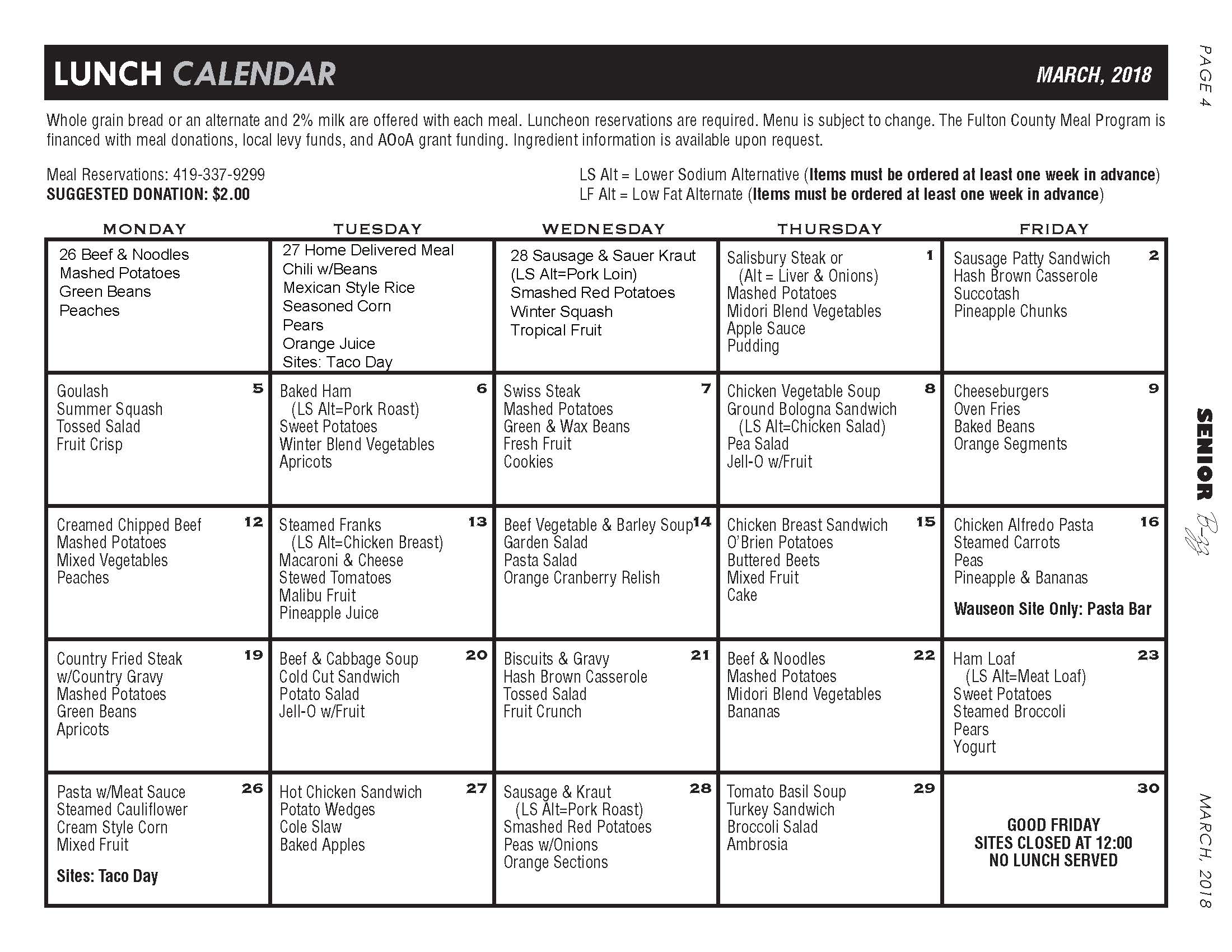 Senior Center Menu Photo Opens in new window